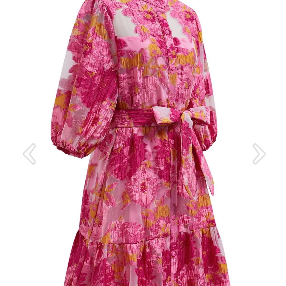 Chicwish Pink & Yellow Floral Tie-Waist Dress - Picture 7 of 8